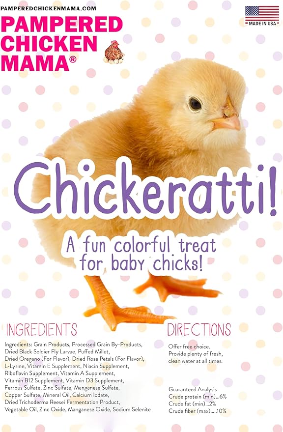 Chickeratti Baby Chick Feed Treat for Brooders & Feeders (8 POUNDS) | Baby Chicken Supplies, Treats with Grubs, Coop Accessories