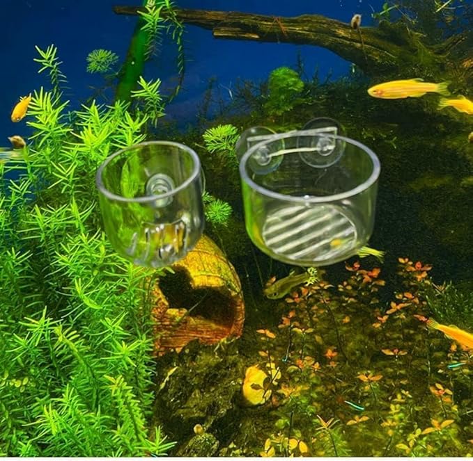 4Pcs Aquarium Plant Pot, Glass Fish Tank Planter with Suction Cups, Plants Holder Decoration Cup
