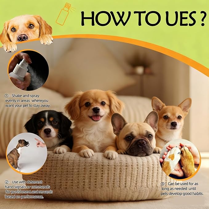 120ml Pet Anti-Chew Bitter Spray for Dogs and Cats, Safe Training Solution to Prevent Chewing and Licking on Furniture, Shoes, Bandages, and Household Items