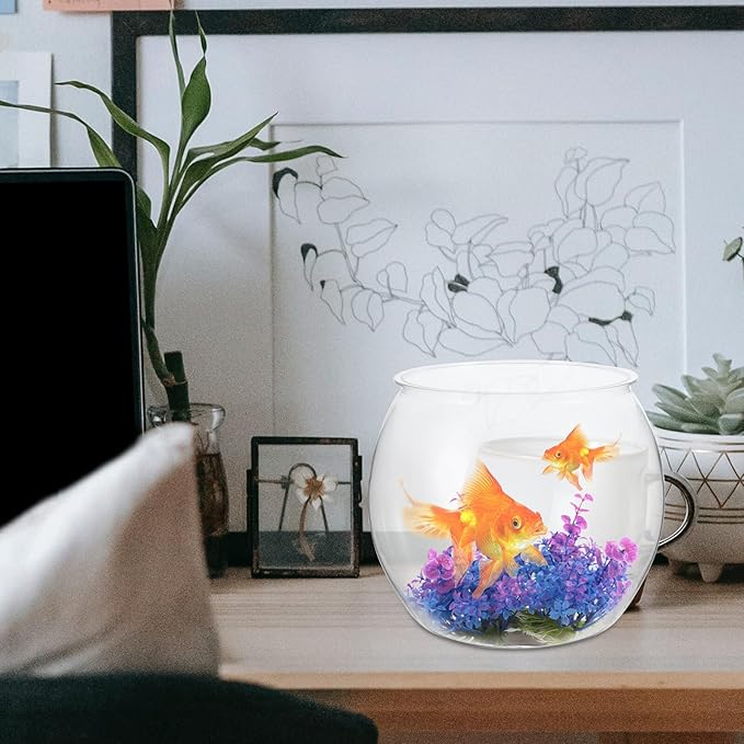Desktop Fish Tank Bowl, Plastic Tabletop Fish Bowl Aquarium, Small Micro Landscape Tank for Office and Home Decor