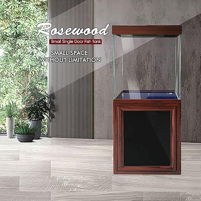 40 Gallon Glass Aquarium with Aluminum Cabinet - Including Sump for Filtration and Circulation, Plumbing, LED, Redwood