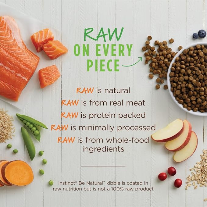 Instinct Be Natural, Natural Dry Dog Food, Raw Coated Kibble - Real Salmon & Brown Rice, 4.5 lb. Bag