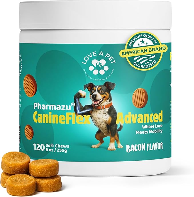 Advanced Hip & Joint Support – Joint Supplement for Dogs Bacon Flavor Soft Chews; MSM & Turmeric for Mobility & Glucosamine for Dogs – Dog Vitamins and Supplements, 120 Chews