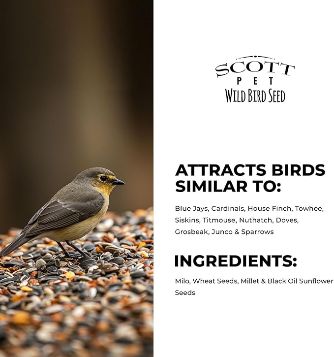 Scott Pet Wild Bird Seed, Nut & Cherry Mix, 9 lbs Bag, Feed, Great for All Feeder Types, Food for Outside Wild Birds