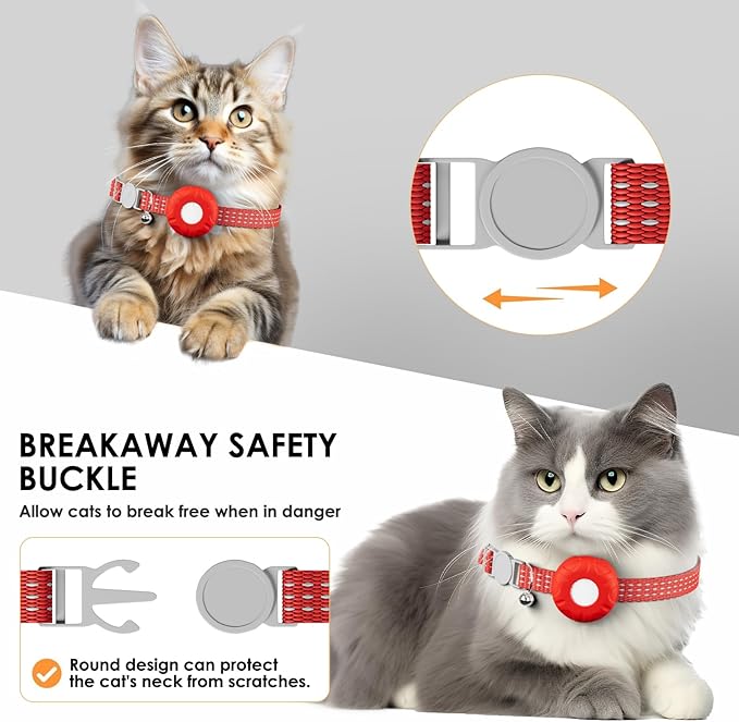 Cat Tracker, MINI Pet Tracker for Cats, Cat GPS Tracker Compatible with Apple Find My App(Only iOS), Real-Time Tracking, Precise Positioning, No Monthly Fee, Long-Life Battery, Smart Alerts