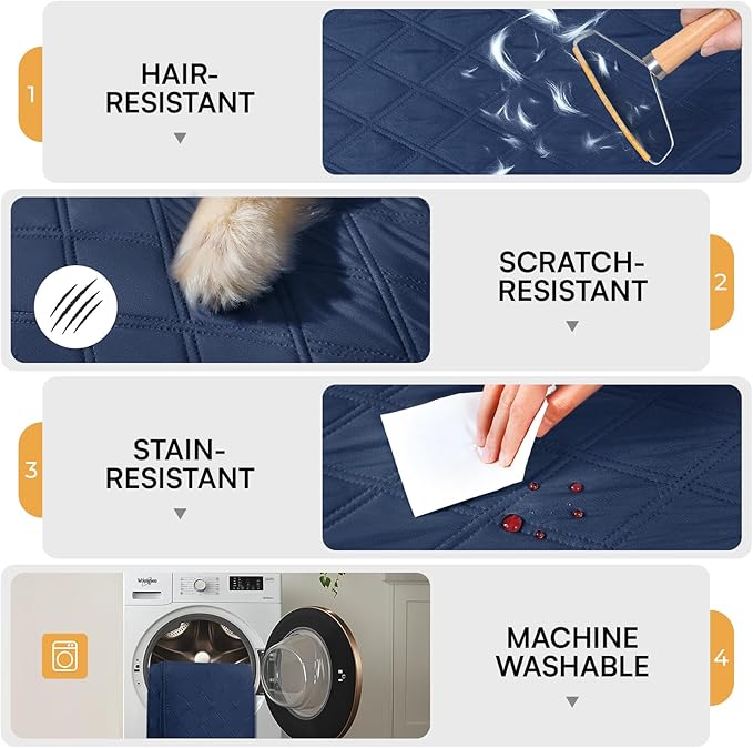 Luciphia 100% Waterproof Couch Cover Blanket for Dogs Anti-Slip Pet Couch Protector Sofa Mat Puppy Cat Blanket with Non-Slip Bottom, Navy Blue, 40x50 Inch