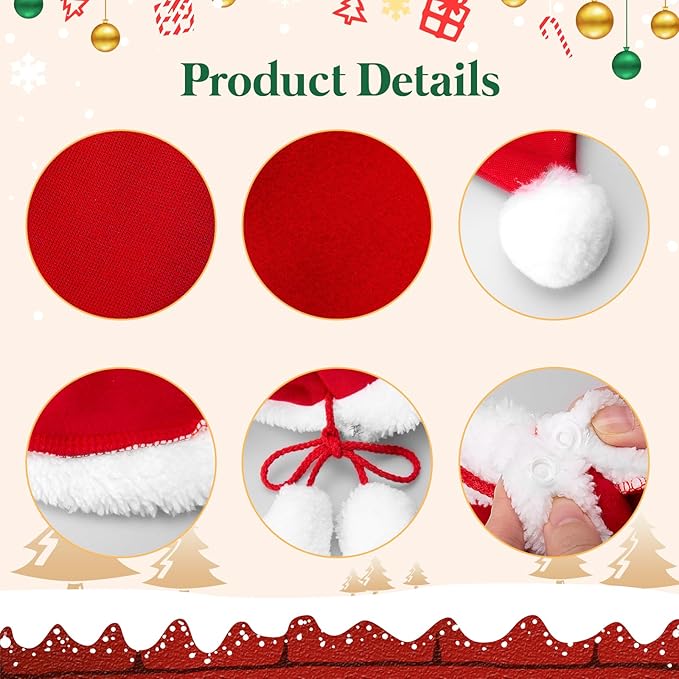 Cat Christmas Cape, Dog Soft Thick Xmas Cloak with Hat, Pets Christmas Costume Dogs Cats Santa Claus Outfits for Goose Rabbit, M