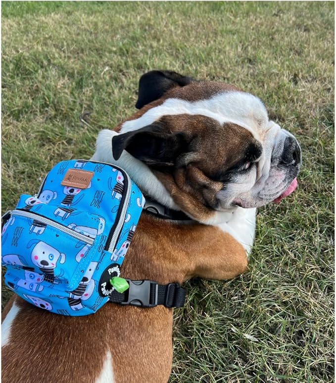 PawLook Dog Backpack to Wear with Chest Harness Self Carrier dogbag with Additional Pocket for Poop Bag Anti Slip Stylish Dog Bag for Your pet Street Smart Serie Pawsup Cute Small