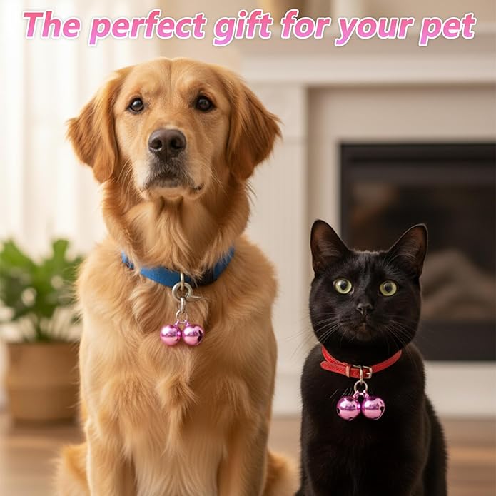 2 PCS Pet Bells for Collar Small Bell for Dog Cat Collar Bells Only Loud Training Pendant Accessories Stainless Steel Collars Charm with Heavy Duty Snap Clips for Dogs Kitty Puppy Pet (Purple)