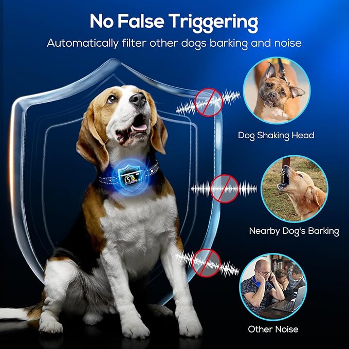 Bark Collar, 2 Pack Smart Dog Bark Collar for Large Medium Small Dogs, Anti Barking Device for Dogs Training Collar with Beep Vibration Harmless Shock, 5 Adjustable Sensitivity (Blue)