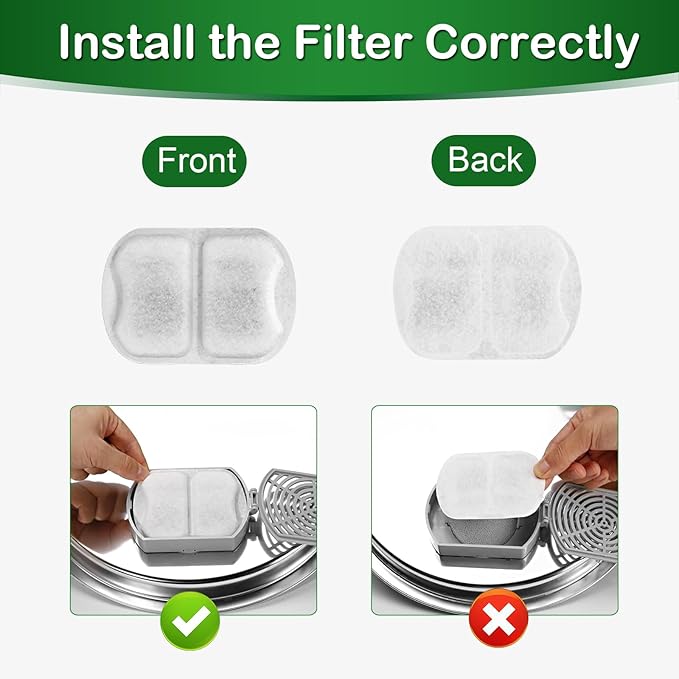Dog Water Fountain Filter,Compatible with Large 7L/230oz/1.8G Stainless Steel Pet Water Fountain,Multi-Filtration 8 Set Dog Fountain Filter Replacement.