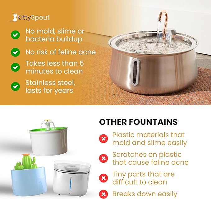 The KittySpout Stainless Steel Wireless Cat Water Fountain, 4L/108oz