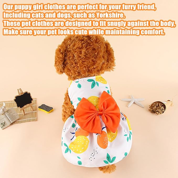 Dog Dress,1PC Dog Dresses with Cute Bowknot,Summer Dogs Clothes Pet Princess Dresses for Chihuahua Yorkies Puppies Cat Outfit