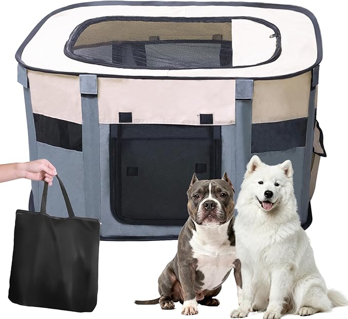 Dog Playpen,Pet Playpen,Foldable Puppy Cat Playpen, Dog Playpen for Indoor Dogs Enclosed, Indoor Outdoor Travel Camping Use, Dog Kennel Tent Crate for Rabbit Small Animals with Carrying Case