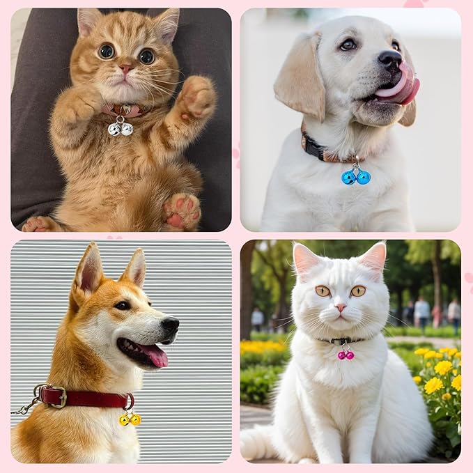 Pet Bells for Dog Cat Collar, 6 Pack Colorful Loud Double Pet Collar Bells with Metal Keychain Clip Dog Cat Pendant Accessories for Small Pets Outdoor Training Safety Tracking