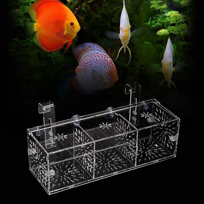 Fish Breeding Box, Acrylic Transparent Fish Tank Breeding Isolation Box Aquarium Hatchery Incubator Holder Fish Separation Breeder Box, with Hook and Sucker Design (30CM*10CM*10CM)