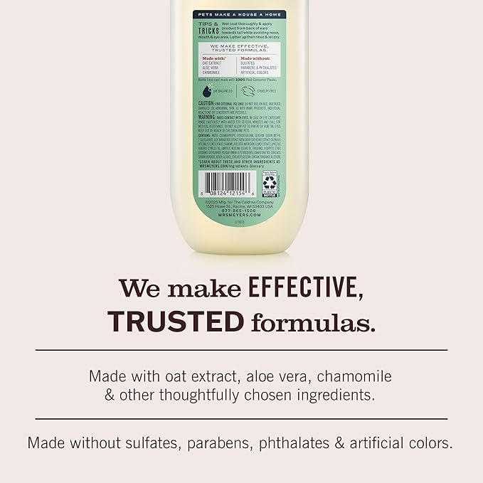 MRS. MEYER'S Clean Day 3 in 1 Dog Shampoo, Sweet Chamomile Scent, 14oz