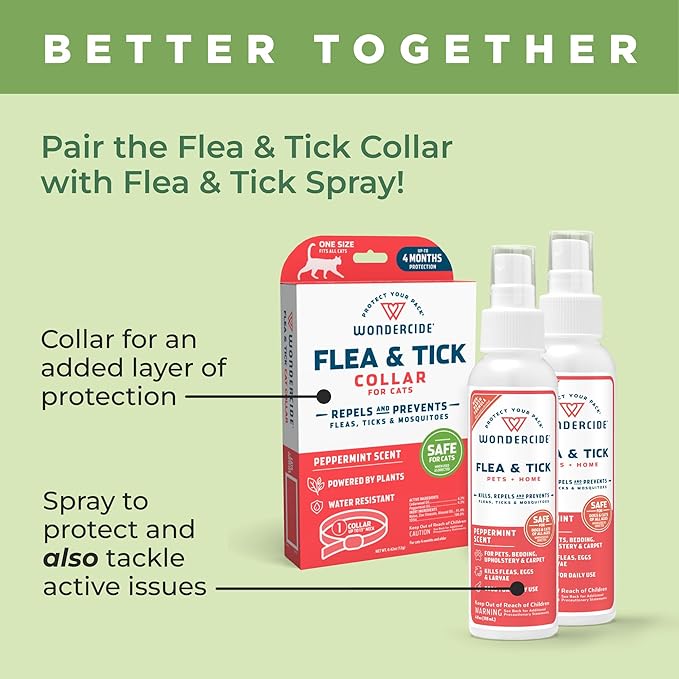 Wondercide Cat Collar - Flea, Tick, and Mosquito Repellent for Cats - with Natural Essential Oils - Pet and Family Safe - Up to 4 Months Protection