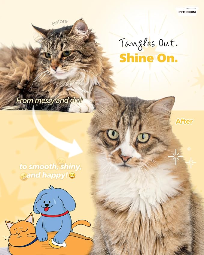 PETHROOM Cat Brush for Shedding Cats,Dogs, Kitten | Gentle Deshedding & Grooming Tool for Short or Long Hair | Safe Massage Brush for Sensitive Skin | Sturdy, Durable, and Portable