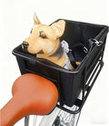 Dog Bicycle Basket Rear Rack – Heavy-Duty Steel Pet Seat with Safety Strap, Comfy Liner & Cargo Use – Small Dog/Cat Bike Carrier, Easy Install
