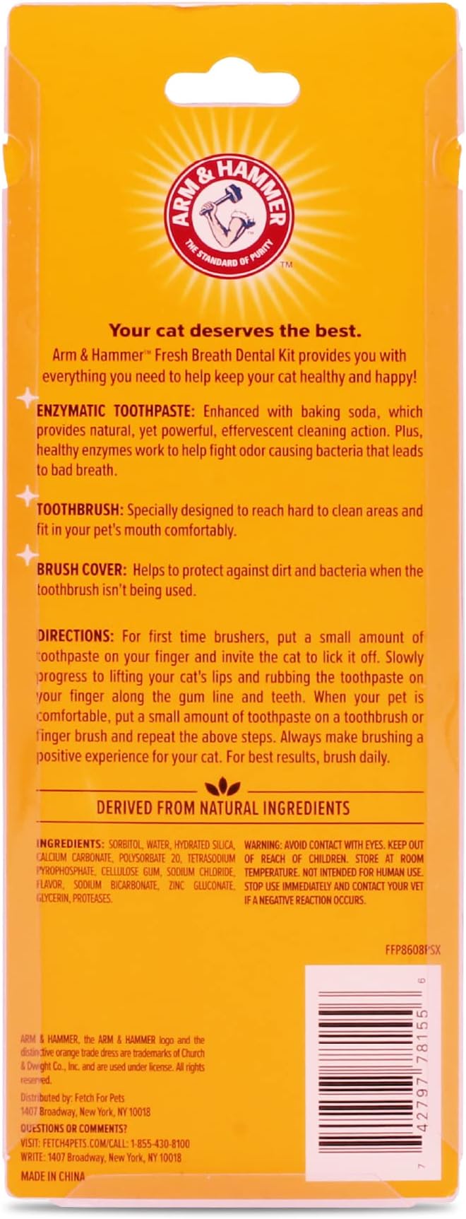 Arm & Hammer Fresh Breath Dental Kit for Kittens | Cat Toothbrush and Toothpaste with Baking Soda | Cat Oral Care, Cat Dental Kit for Kittens in Tuna Flavor & Fresh Mint Scent, 3-Piece Kit | 72 Pack