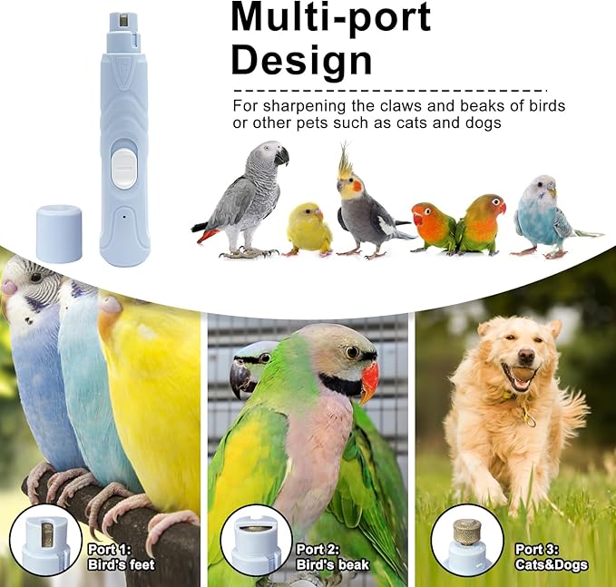 Bird Nail Grinder,Bird Beak Grinder,Silenced Bird Nail File with LED Lamp,Suitable for Budgerigars,Parakeets,Conure,Parakeets,Crested Myna,Lovebirds, Finches.