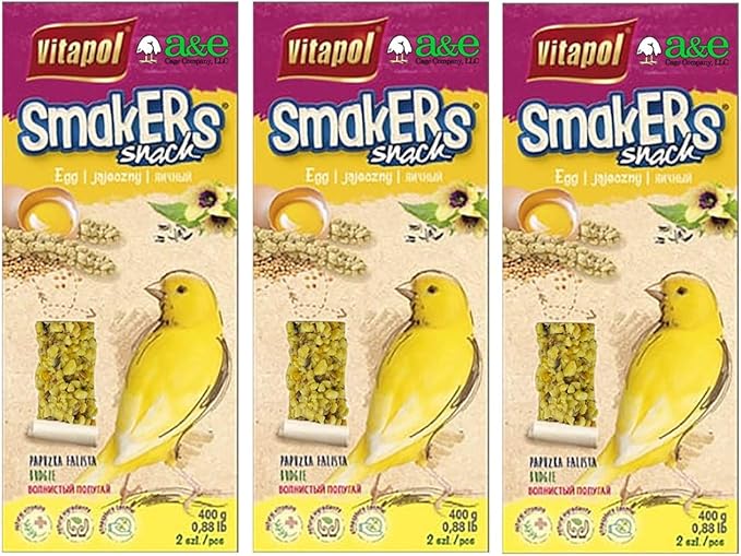 A&E Cage Co. 6 Pack of Smackers Canary Treat Sticks, 7.25 Inches Each, Egg Flavor