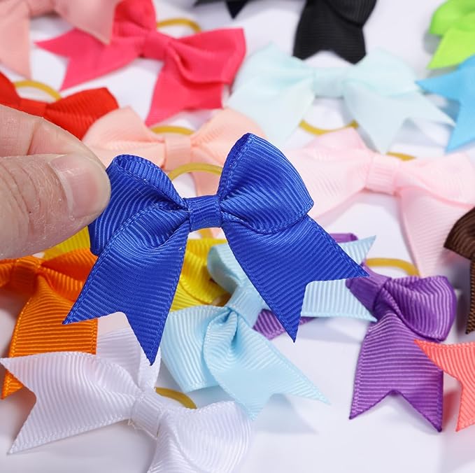 Puppy Dogs Hair Barrettes Bows with Rubber Bands,Hair Accessories Bow Pet Grooming Cute Pet Small Hair Bowkno