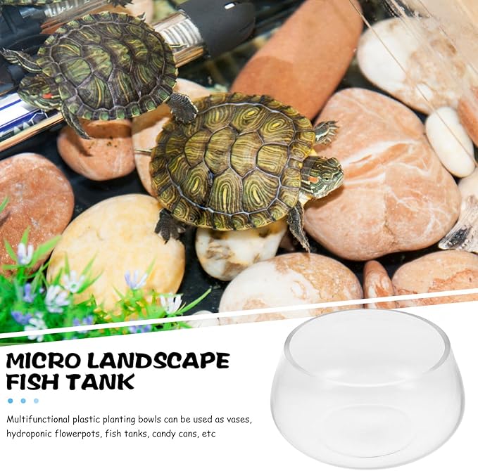 Mikikit Glass Turtle Bowl Fish Tank Thick Small Fish Bowl Hydroponic Planter Desktop Aquarium Suitable for Home Micro Landscape and Aquatic Pets