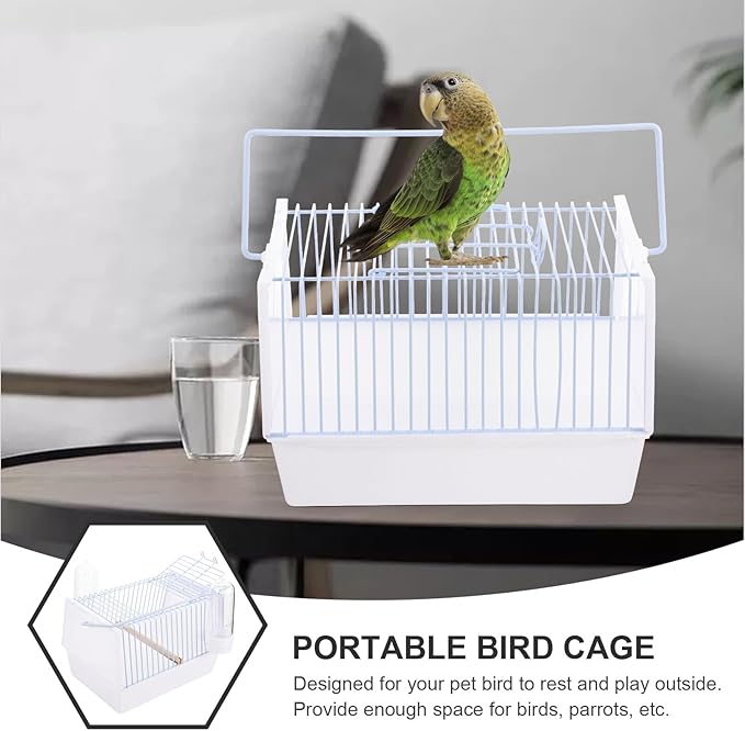 Beaupretty Portable Handheld Bird Carrier Cage for Travel Lightweight Metal Pet Bird Cage with Spacious Design for Parrots Budgies Suitable for Outdoor Trips and Hiking