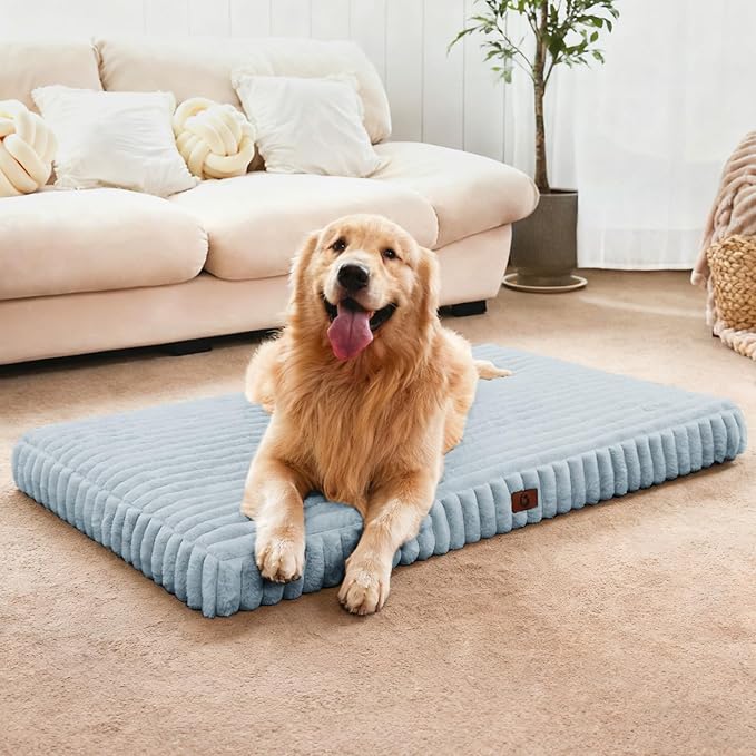 Dog Beds for Extra Large Sized Dog, Orthopedic Pet Bed with Waterproof Lining, Soft Short Plush Surface & Egg Crate Foam, Machine Washable Pet Mat with Removable Cover & Anti Slip Bottom