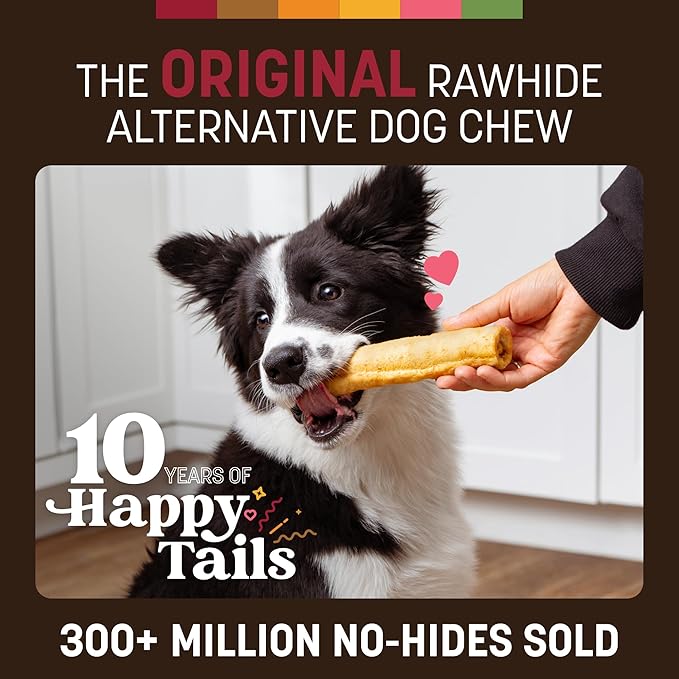 Earth Animal No Hide Chews - Long Lasting Rawhide Free Medium Dog Chews Rolls, Beef - 6 Count