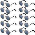 10 Pieces Cat Dog Sunglasses Funny Pet Glasses Round Metal Small Classic Retro Sunglasses Pet Hippie Cute Dog Cat Cosplay Party Costume Photo Props Cosplay Glasses(Grey)