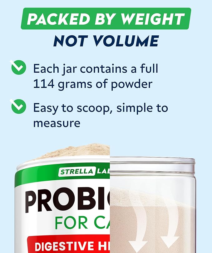 StrellaLab Cat Probiotic Powder - Probiotics for Cats with Diarrhea - Easy to Mix Powder - Cat Probiotics for Indoor Cats, Health Supplies Food Supplement, Digestive Support (8 oz/Pack of 2)