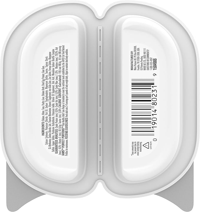 IAMS Perfect Portions Sensitive Digestion & Skin Wet Cat Food Pate, Healthy Adult Grain Free Pate, Tuna Recipe, 2.6 Oz. (24 Twin Packs)