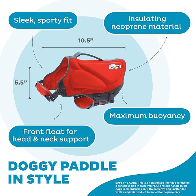 Outward Hound Dawson Swim Red Dog Life Jacket, Small