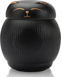 Ceramic Cat Urn for Ashes - Pet Memorial Box with Secure Lid, Funerary Urns Cremation Keepsake for Cats (15 lbs)（Black）