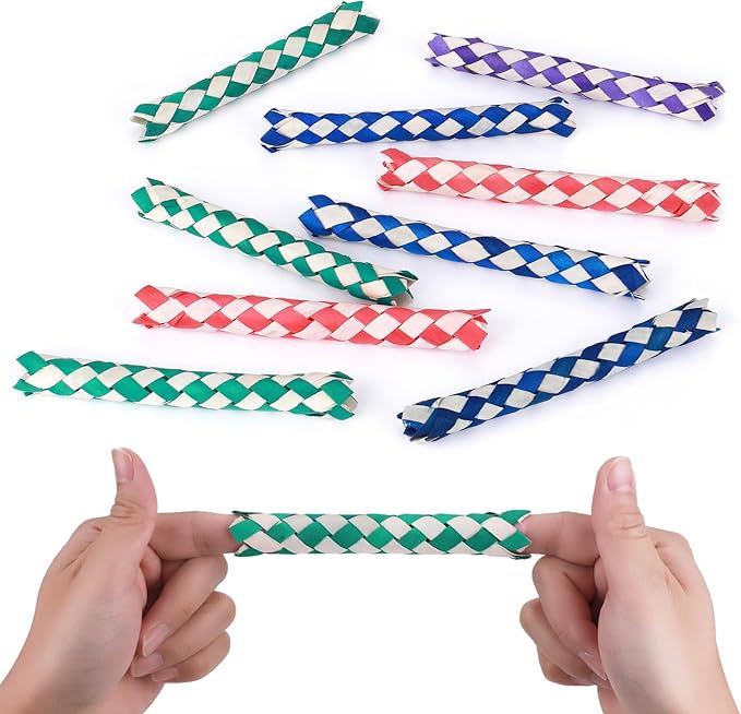 24 Pieces Chinese Finger Trap Pet Bird Chew Toy Classic Bamboo Finger Trap Birds Foraging Toy Adult Birthday Party Favors Goodie Bag Stuffers