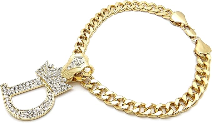 Initial Letter Cuban Chain Dog Chain Pet Chain Pet, Cat, Puppy Necklace (D, 10")