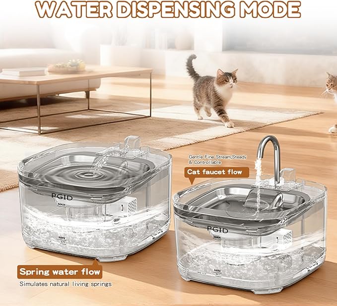 Cat Water Fountain Corded, 108oz/3.2L Pet Fountains for Cats/Dog Indoor Automatic Waterer Bowls for Drinking Small Animal Water Dispenser Auto Kitty Watering Supplies