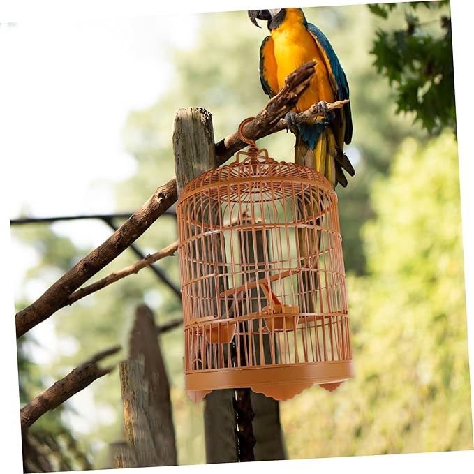 HANABASS Large Parrot Birdcage Round Plastic Budgie Cage Decorative Hook Easy- Base Parakeet Cockatiel Lovebird Pet Cage