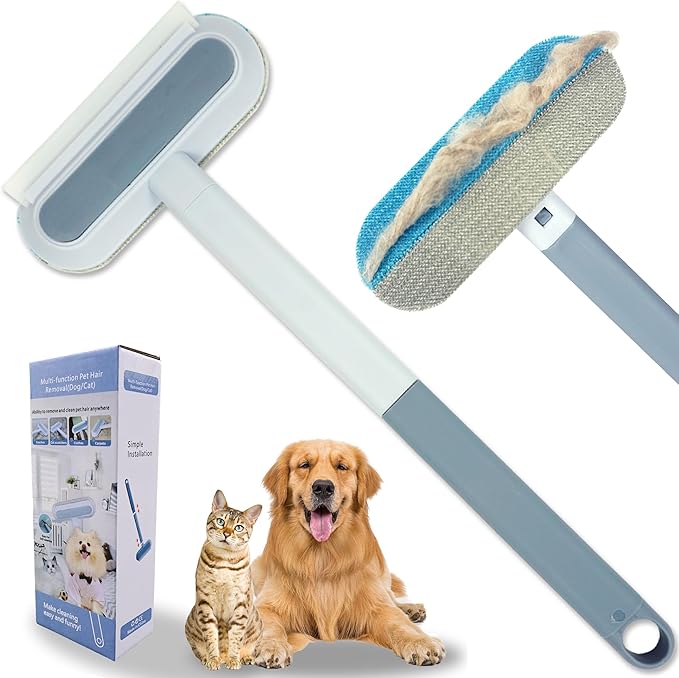 Pet Hair Removal Tool, Dog and Cat Hair Remover for Couch Carpet Furniture, 4 in 1 Multifunctional Pet Hair Removal Broom, Cleaning Brush for Window Tile, Reusable Washable, 1 Piece