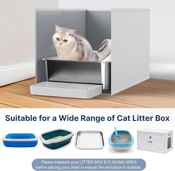 24"L × 17"W × 16"H Foldable Cat Litter Box Enclosure, All-in-One Litter Box Splash Guard for Large Litter Pan, High Sided Litter Box Shield with Removable Mat, Easy to Clean, No Mess, Odorless