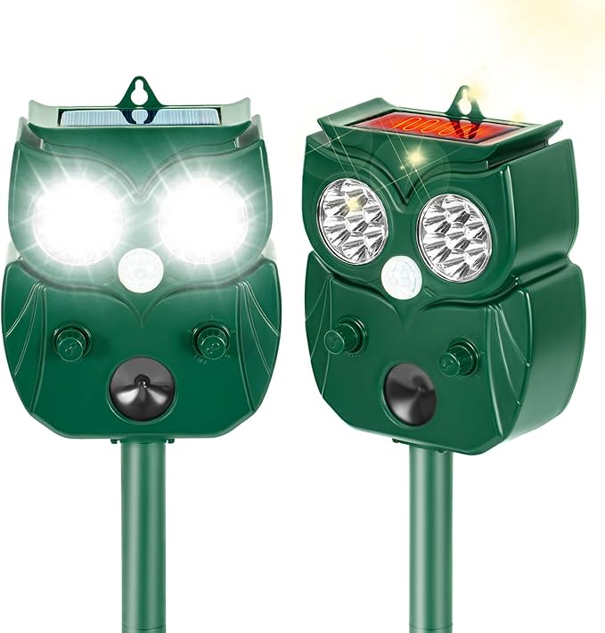 Solar Ultrasonic Animal Repellent Outdoor, 4Pack Waterproof Deer Repellent Devices with RIP Motion Sensor, Cat Repellent with LED Flashing Lights, Raccoons, Skunks, Rabbits Deer Deterrent Outdoor
