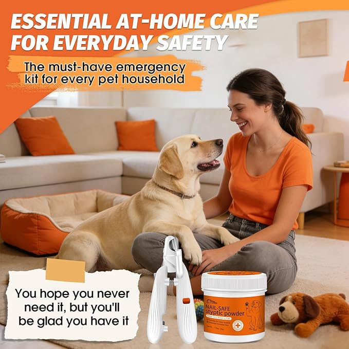 PAW PLANET Styptic Powder & LED Nail Clippers Kit for Dogs & Cats, 1.76oz Fast Acting Blood Stop Powder,Safe Grooming and First Aid Kit for Dark Nails & Minor Cuts