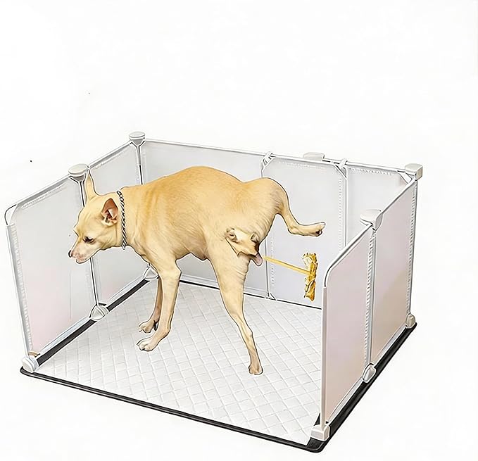 Litter Box Splash Guard, Litter Box Pee Shields for Dogs, Easy to Clean Indoor Dog Fence with Puppy Pee Pad Holder Tray Fits Suitable for Small and Young Dogs（Small）