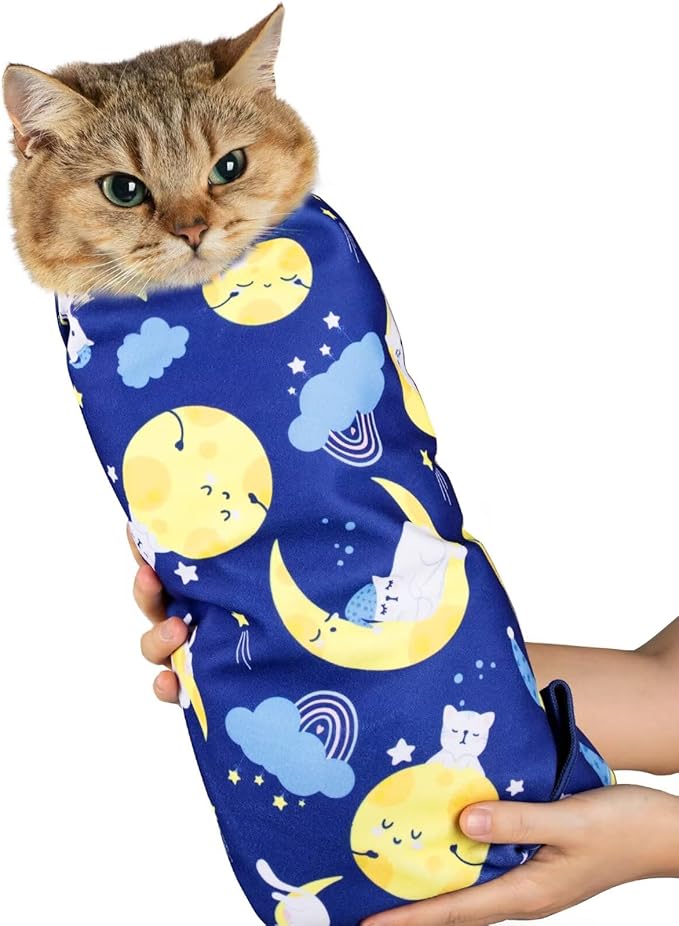 Paw Legend 27.6" Cat Wrap for Grooming Cat Wrap for Cutting Nails Cat Restraint for Nail Clipping Self Adhesive Blanket Restraint Cloth for Cats Within 15lbs