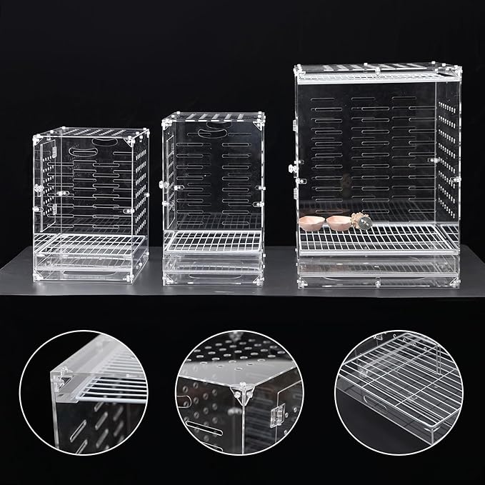 Clear Acrylic Bird Cage for Small Birds, Transparent Display Habitat for Canary, Parakeet - Easy to Clean & Assemble (9x12x13in)
