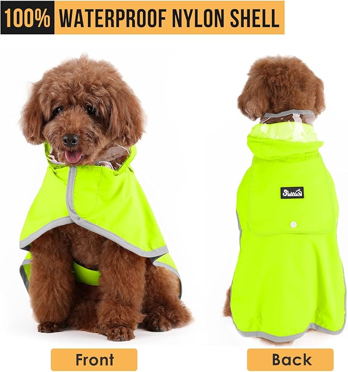 Lukovee Dog Raincoat, Adjustable Dog Rain Jacket with Clear Hooded Double Layer for Large Medium Small Dogs Puppies, Waterproof Rain Coat Poncho with Reflective Storage Pocket & Rim (VL,XL)