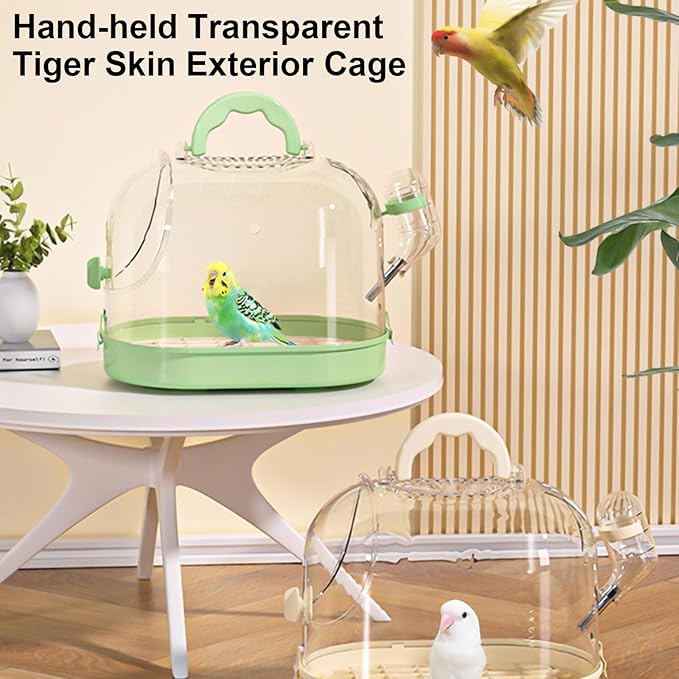 Practical Bird Cage Clear Carriers Box with Bottom Grids for Outdoor Walking Pet Travel Birdcage Transport Bird Carriers